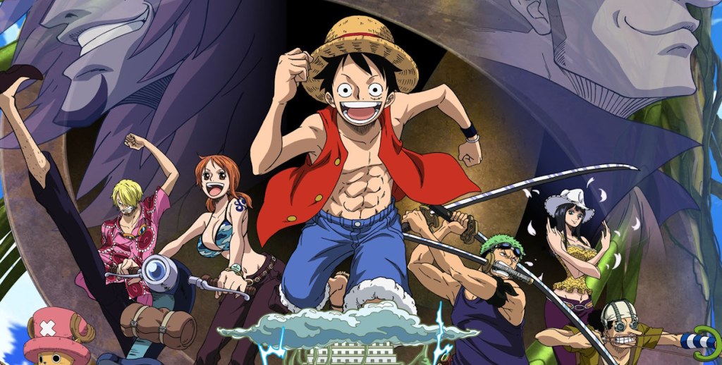 Straw Hat Pirates in Sky Island in One Piece.