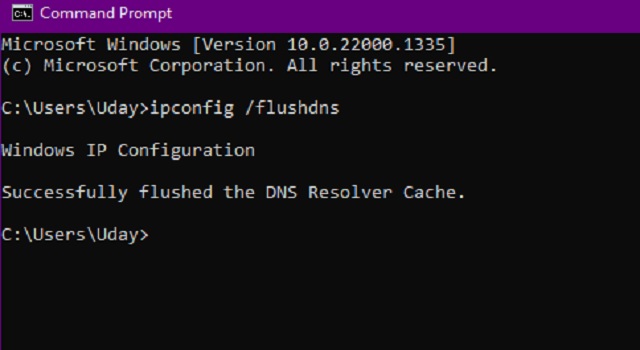 Successful DNS Flush Message in CMD - How to Fix Roblox Error Code 610