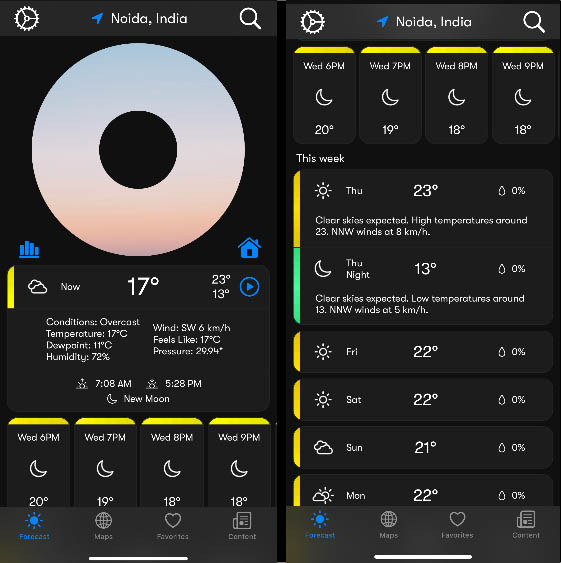 weatherology app interface