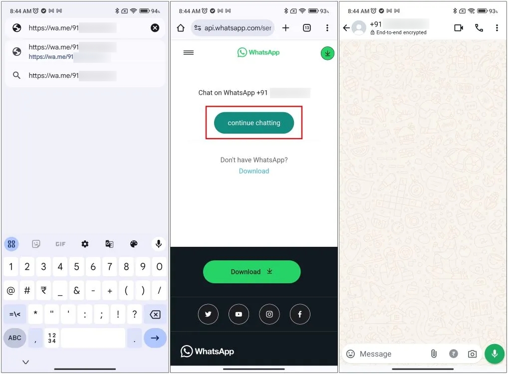 WhatsApp Click to Chat Feature