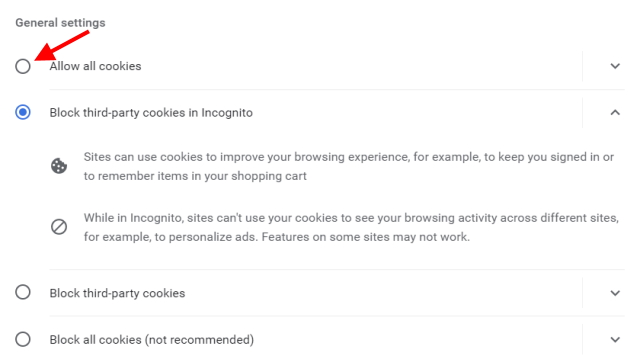 allow cookies chrome 