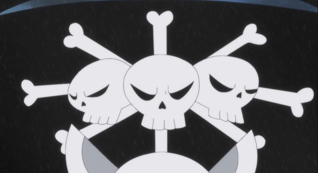 Black beard has 3 personalities symbolised by he's jolly roger's