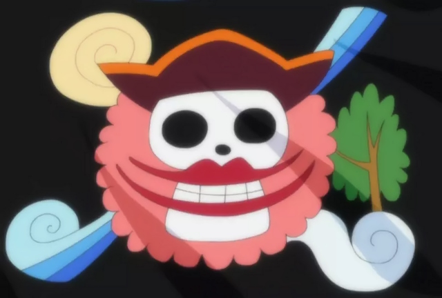 An image of Big Mom pirates' jolly rogers in One Piece.