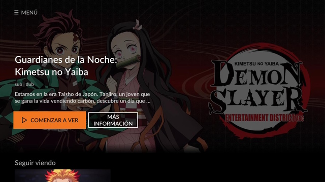 An image of the Crunchyroll's main menu.