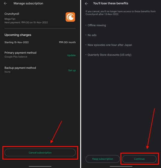 Cancel Crunchyroll Subscription on Android