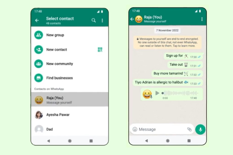 how to message yourself on whatsapp