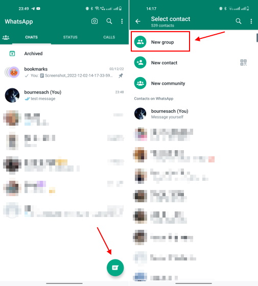 Crear un nuevo grupo de WhatsApp