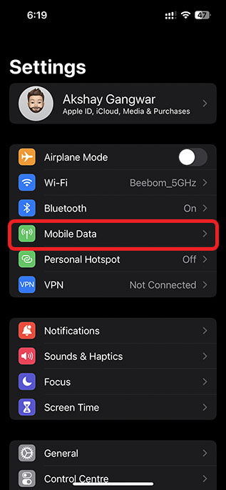 cài đặt dữ liệu di động sim kép