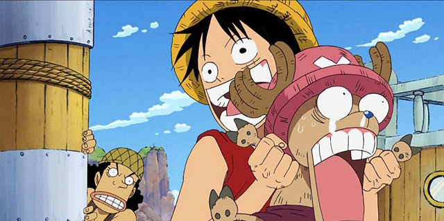 An image of Luffy and co in the filler arc.