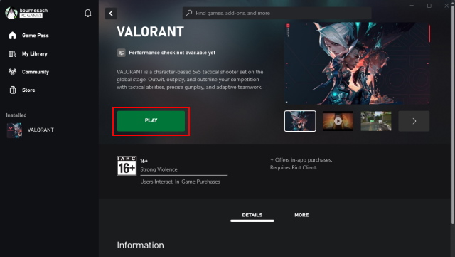 Spielen Sie Valorant aus der Xbox -App