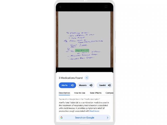 Google text detection in prescriptions