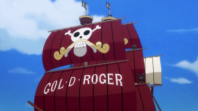 An image of Roger pirates' jolly rogers in One Piece.