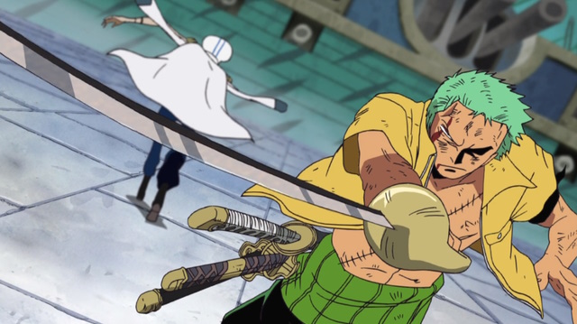 An image of Zoro with a cutlass in One Piece,