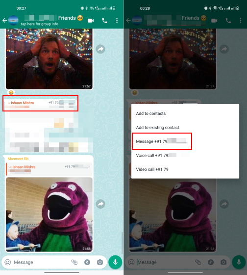 send whatsapp message from different number