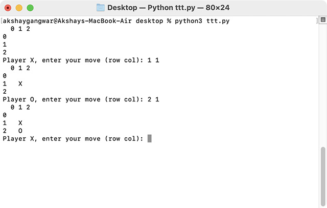 using ChatGPT to write python code for a terminal-based game of tic-tac-toe