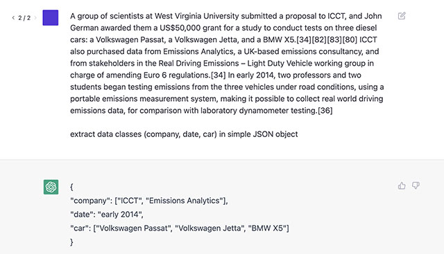 using chatgpt to extract data from text