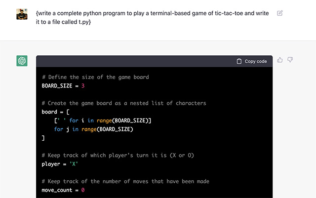 Verwenden Von Chatgpt Zum Schreiben Eines Tic-Tac-Toe-Codes In Python