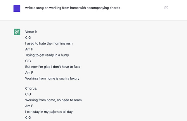 using chatgpt to write music with chords