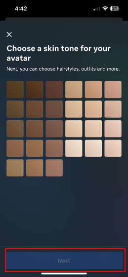 WhatsApp Avatar skin tones