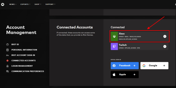 Account with Xbox