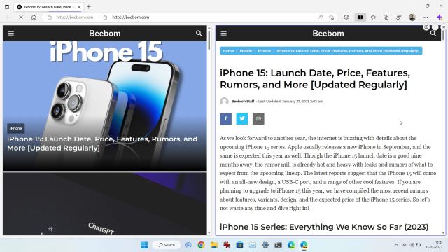 Cách sử dụng Chia đôi màn hình trong Microsoft Edge