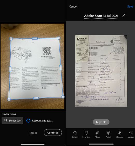 Adobe Scan app