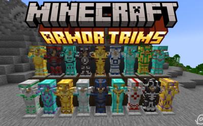 All armor trims on different pieces of armor in Minecraft