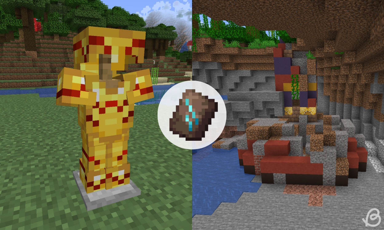 Raiser armor trim on gold armor and trail ruins in Minecraft