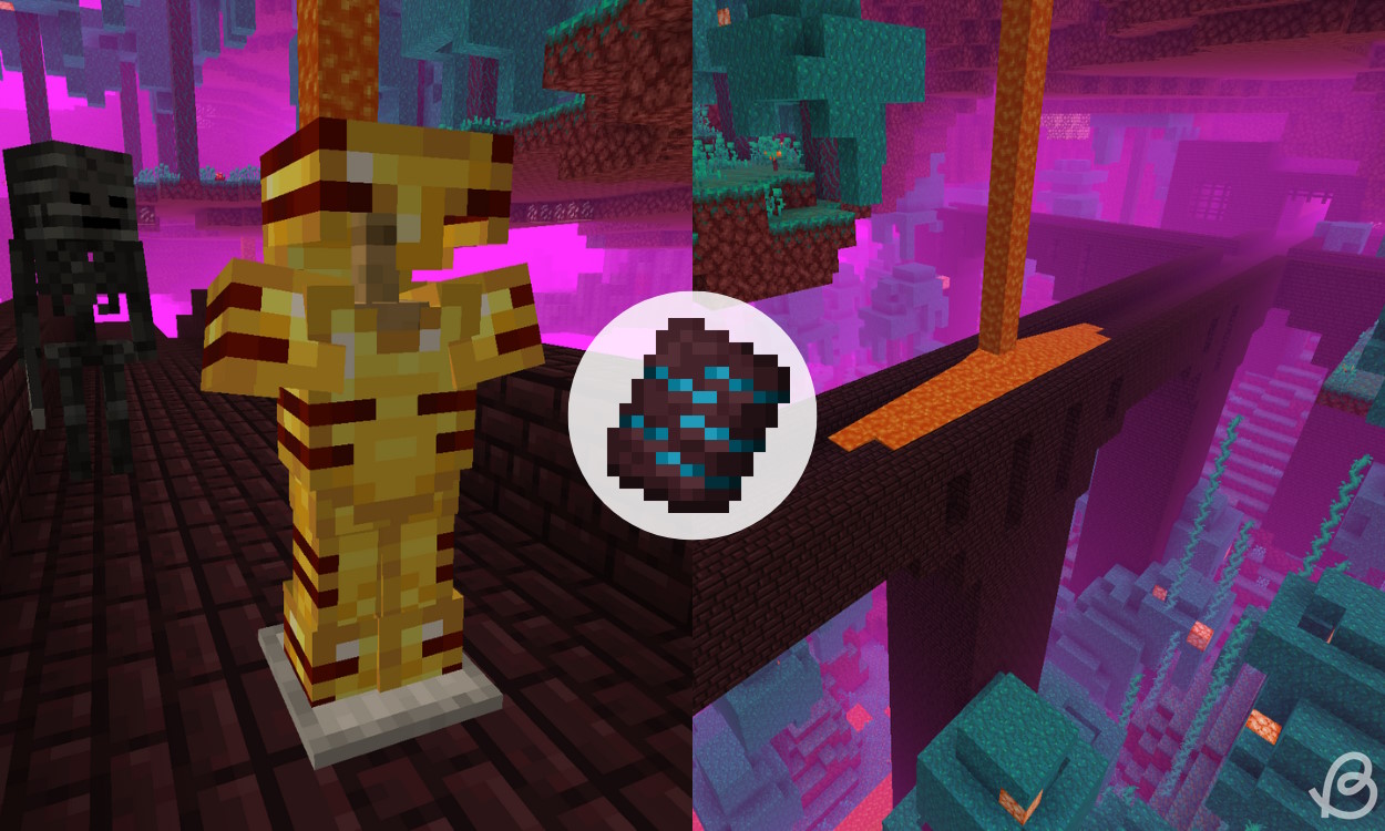 Rib armor trim on gold armor and a Nether fortress