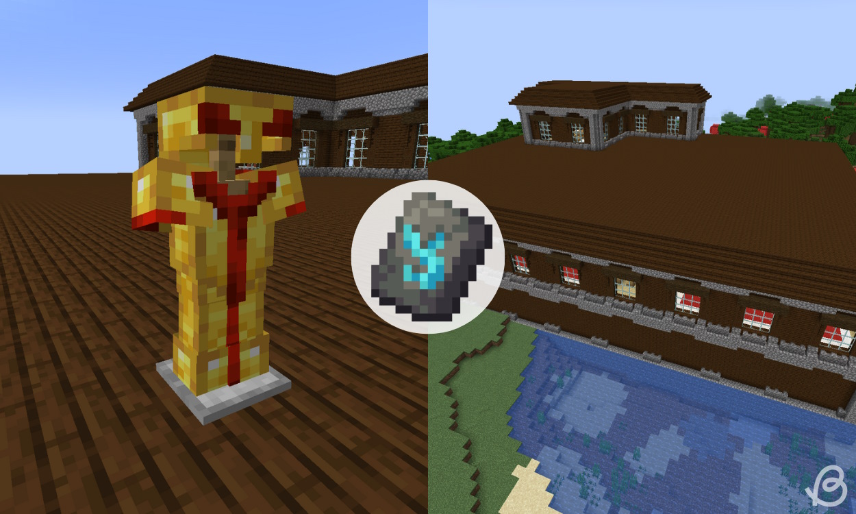 Vex armor trim on gold armor and a woodland mansion