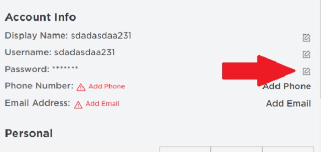 Change Roblox Password