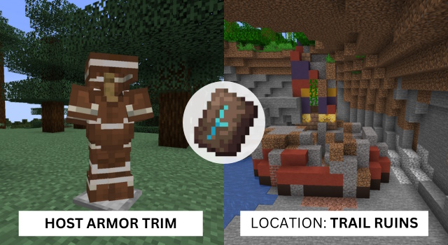 Host smithing template on an armor stand and the trail ruins