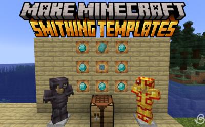Tide Smithing template, diamonds and prismarine in item frames and two armor stands in Minecraft