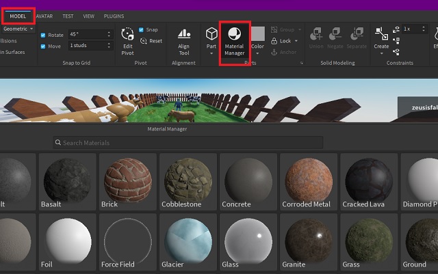 Material Manager Roblox Studio