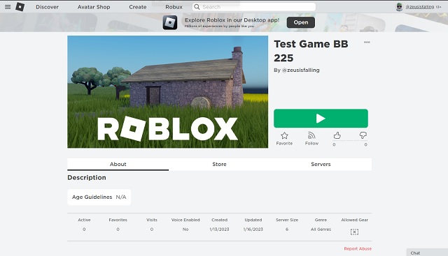 Published Game in Marketplace