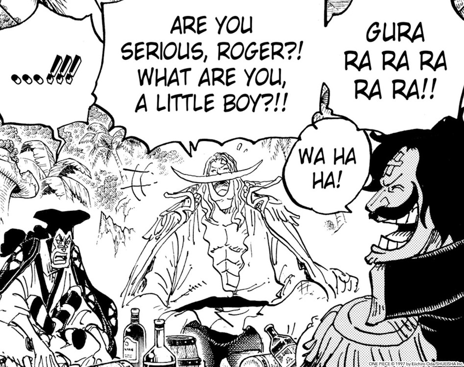 In the One Piece manga, Roger, Whitebeard and Oden are drinking together.