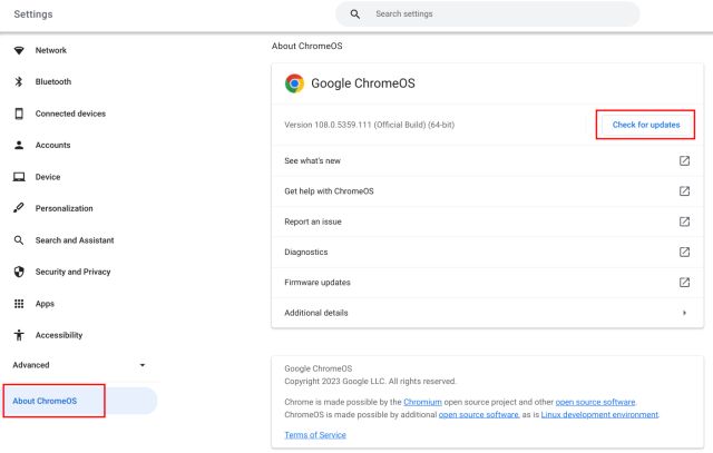మీ Chromebookని అప్డేట్ చేయండి/డౌన్గ్రేడ్ చేయండి