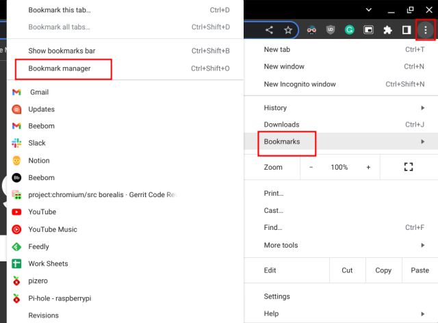 Xóa Dấu trang trên Chromebook khỏi Trình quản lý Dấu trang