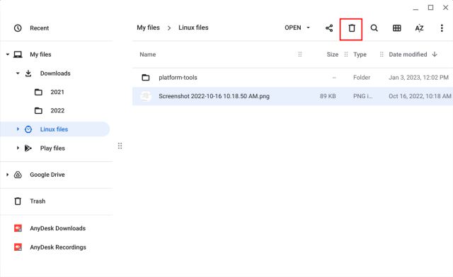 Delete Linux Files From Your Chromebook