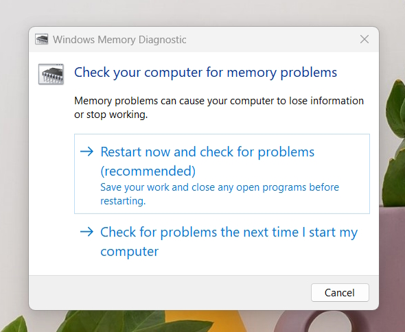discord messages failed to load - Windows Memory Diagnostics tool