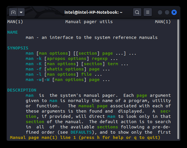 manual for man command