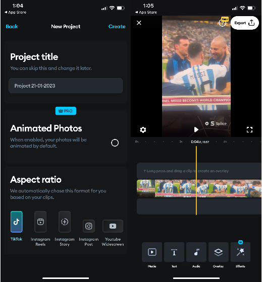 Splice reel editing app