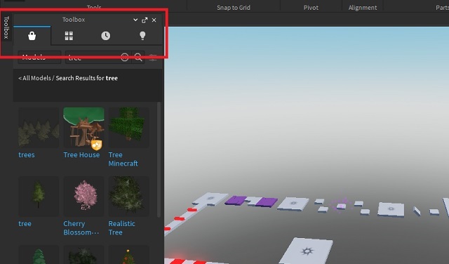 Toolbox in Roblox Studio