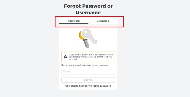 Username and Password - Roblox