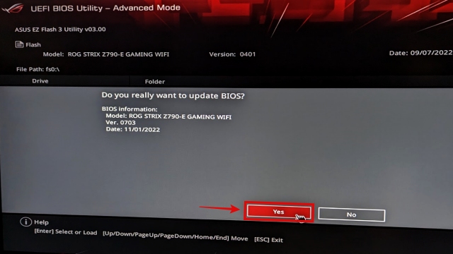 bios update confirmation dialog box