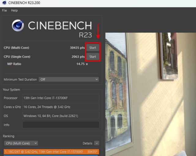 running a cinebench r23 benchmark