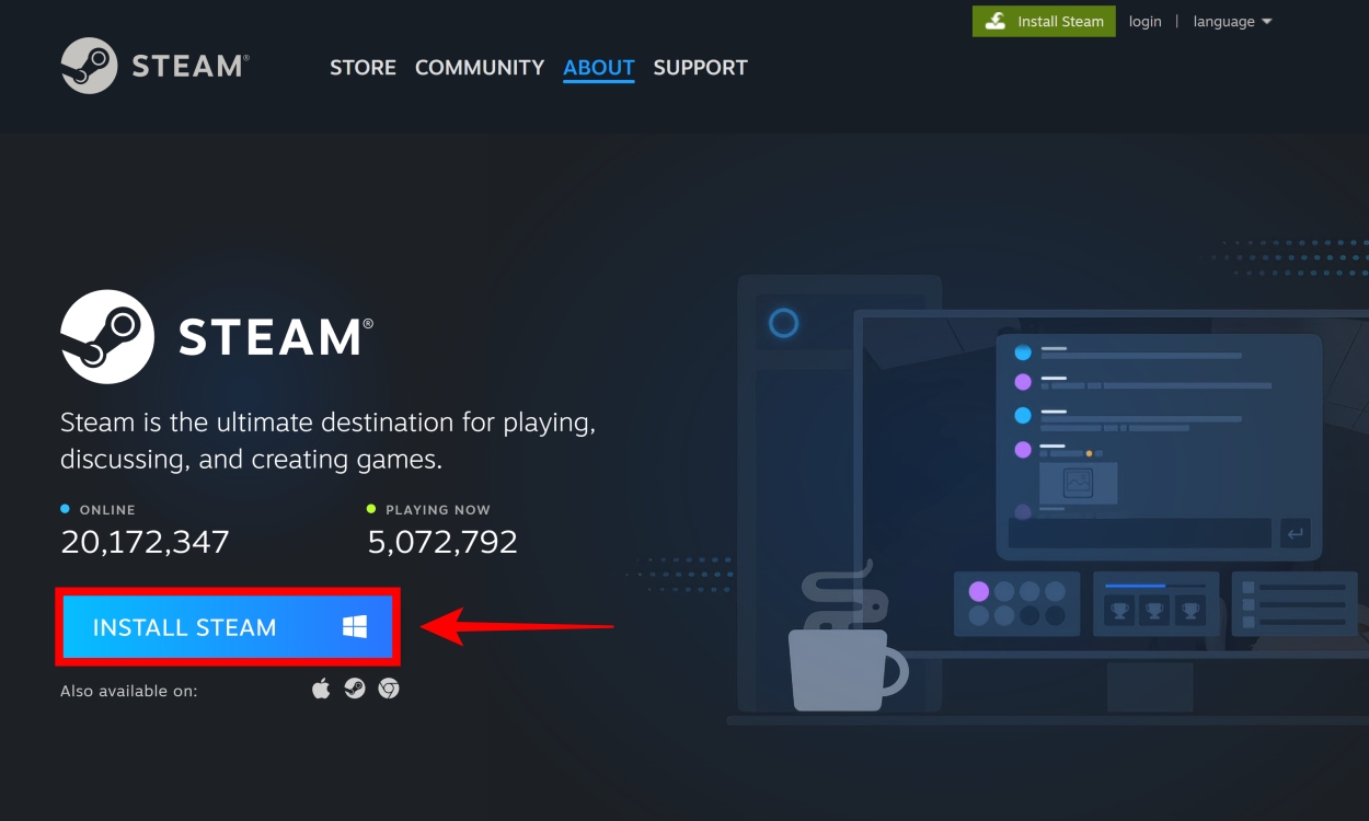 how to download and install steam through valve official website