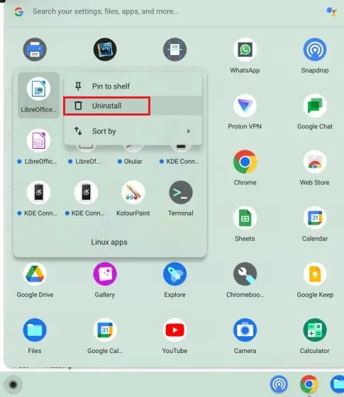 uninstall linux apps