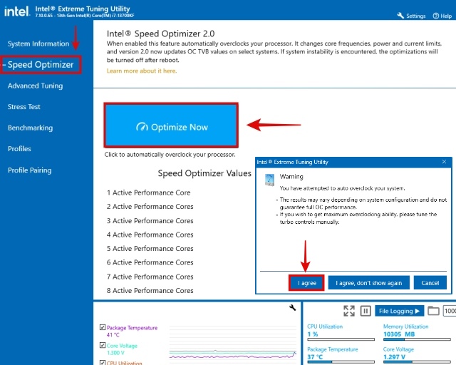 how to turn on intel speed optimizer