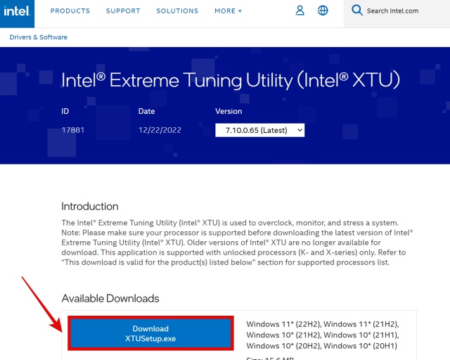 how to download intel xtu